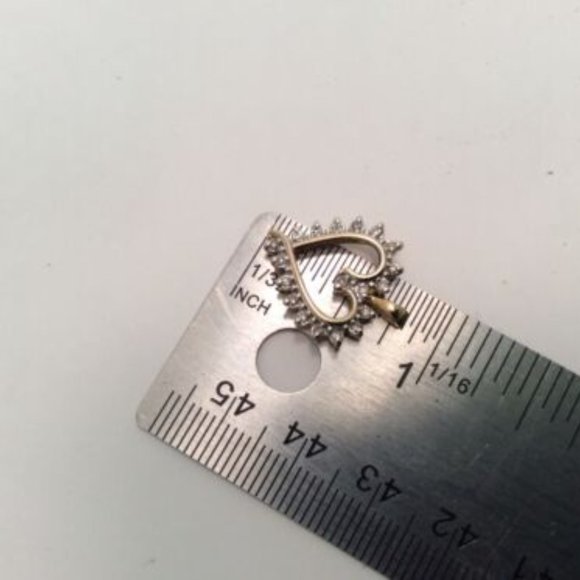LADIES 10K REAL SOLID GOLD REAL DIAMOND HEART CHARM PENDANT 1.8GR   .20CT - Picture 7 of 8